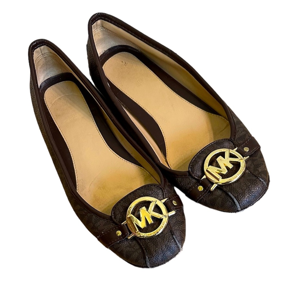 Michael Kors brown MK signature Fulton flats women 8